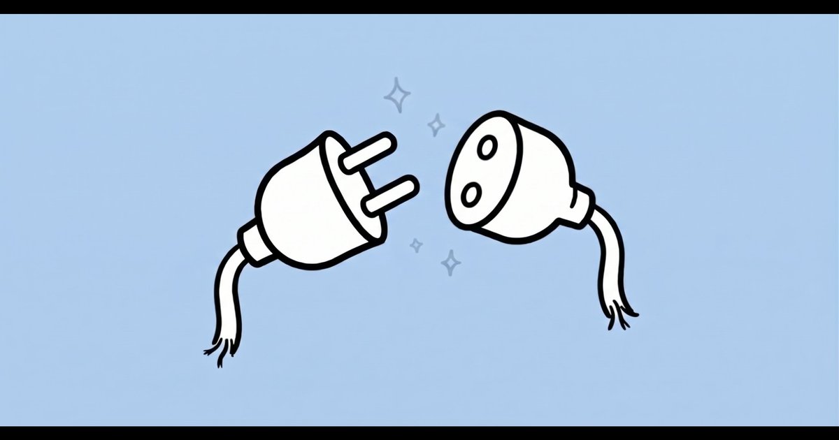 Illustration of a plug pulled out of its socket, for a guide on the right to disconnect and healthy boundaries at work.