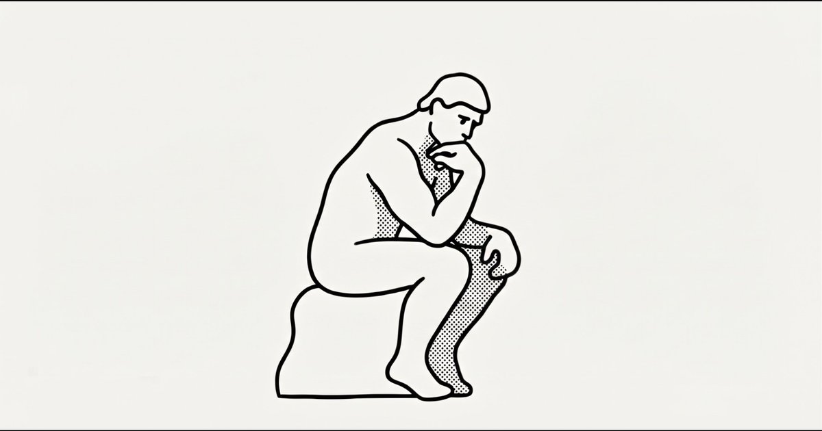 Line drawing of a figure deep in thought, for a guide on when to mute work notifications.